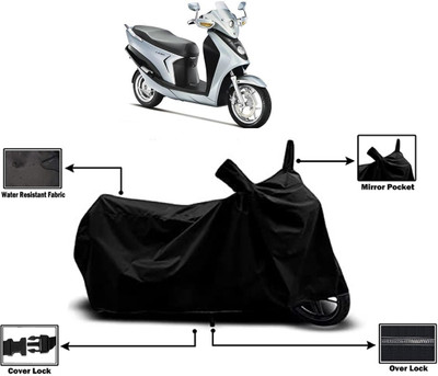 Amexride Two Wheeler Cover for Hero(Leap Hybrid SES BS6, Black)