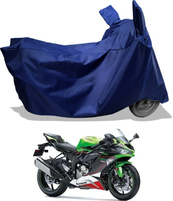 Amexride Two Wheeler Cover for Kawasaki(Ninja ZX-6R BS6, Blue)