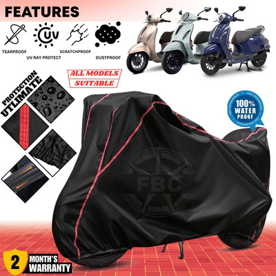 OliverX Waterproof Two Wheeler Cover for Bajaj(Chetak, Black, Red)