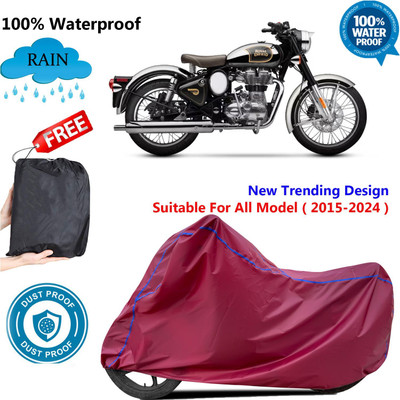 AUTOCAD Waterproof Two Wheeler Cover for Royal Enfield(Classic Chrome, Maroon)
