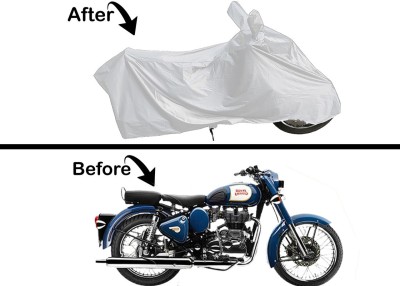 Archistylo Waterproof Two Wheeler Cover for Royal Enfield(Classic 350, Silver)