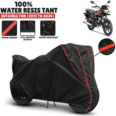 Mwiss Waterproof Two Wheeler Cover for Honda(CB Shine, Black, Red)