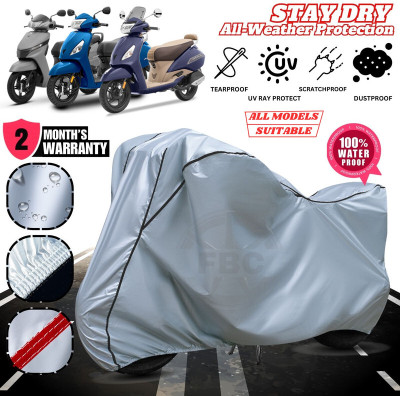FBC Waterproof Two Wheeler Cover for TVS(Jupiter, Silver, Black)