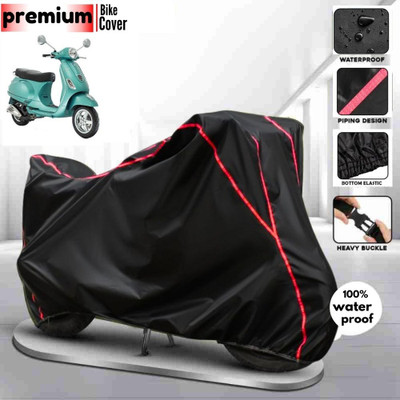 BOTAUTO Waterproof Two Wheeler Cover for Vespa(VXL 125 BS6, Black, Red)