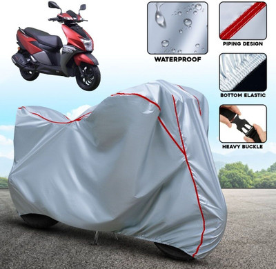 xodi Waterproof Two Wheeler Cover for TVS(NTORQ, Silver, Red)