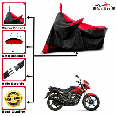 KEDIT Two Wheeler Cover for TVS(Flame DS 125, Red, Black)