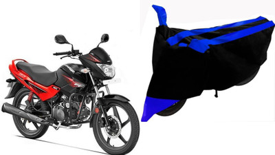 Sheen Waterproof Two Wheeler Cover for Hero(Glamour, Black, Blue)
