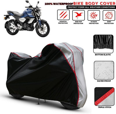 Shiv Kanha Waterproof Two Wheeler Cover for Yamaha(FZ, Black, Silver)