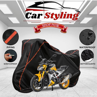 Car Styling Waterproof Two Wheeler Cover for TVS(Apache RTR 310 BS6, Black, Red)