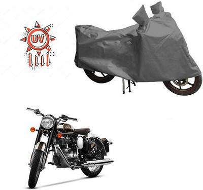 DeepShakshi AUTOMOTIVE Waterproof Two Wheeler Cover for Royal Enfield(Classic Chrome, Grey)