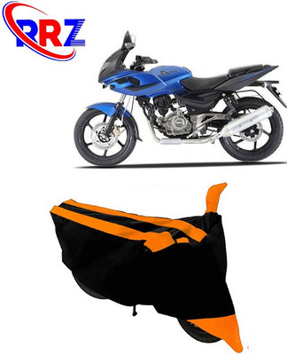 RRZ Waterproof Two Wheeler Cover for Bajaj(Pulsar 220 DTS-i, Black, Orange)