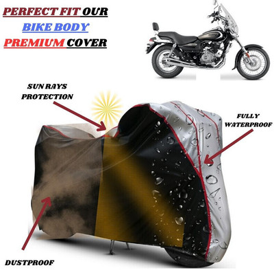 kerwa Waterproof Two Wheeler Cover for Bajaj(Avenger 220 street, Black, Silver)