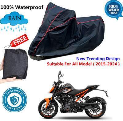 AutoGalaxy Waterproof Two Wheeler Cover for KTM(250 Duke, Black, Red)