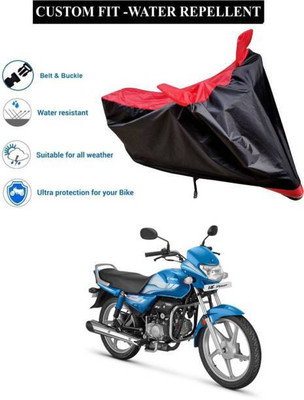 RAAMKM Two Wheeler Cover for Hero(HF Deluxe BS6, Red, Black)
