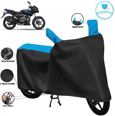 MADAFIYA Waterproof Two Wheeler Cover for Bajaj(Pulsar 125, Black, Blue)