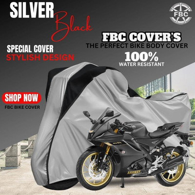 FBC Waterproof Two Wheeler Cover for Yamaha(R15S BS6, Black, Silver)