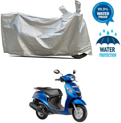 AutoTiger Waterproof Two Wheeler Cover for Yamaha(Fascino, Silver)