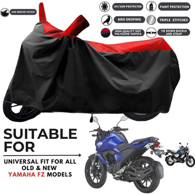 ZAQE Two Wheeler Cover for Yamaha(FZ-FI BS6, Black, Red)