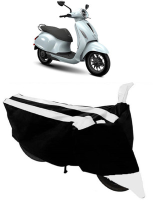GANPRA Two Wheeler Cover for Bajaj(Chetak, Black, White)