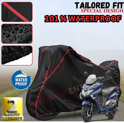 Starvin Waterproof Two Wheeler Cover for Royal Enfield(Burgman Street, Black, Red)