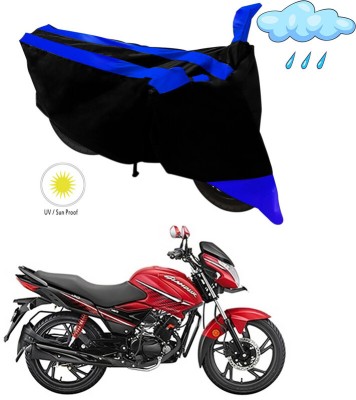 AutoTiger Two Wheeler Cover for Hero(Glamour i3s, Black, Blue)