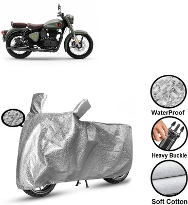 PAGORA Waterproof Two Wheeler Cover for Royal Enfield(Classic 350 Signals, Silver)