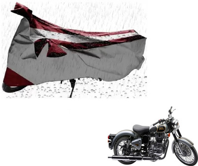 MISSION COLLECTION Waterproof Two Wheeler Cover for Royal Enfield(Classic 500, Silver)