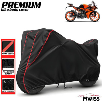 Mwiss Waterproof Two Wheeler Cover for KTM(RC 200, Black, Red)