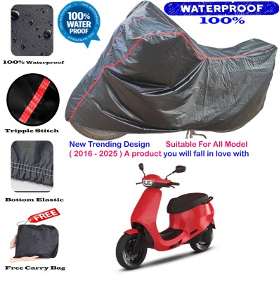 AutoGalaxy Waterproof Two Wheeler Cover for Ola(Black, Red)