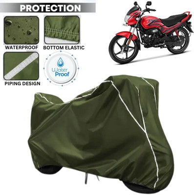 kerwa Waterproof Two Wheeler Cover for Hero(Passion Plus, Green, White)