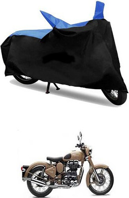 Mdstar Waterproof Two Wheeler Cover for Royal Enfield(Classic 500, Blue, Black)