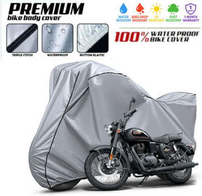 pocket bazar Waterproof Two Wheeler Cover for Royal Enfield(Bullet 350 New BS6, Silver)