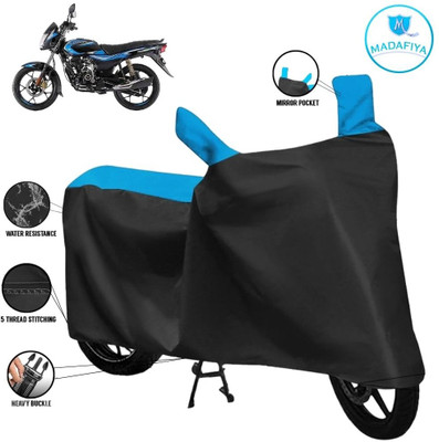 MADAFIYA Waterproof Two Wheeler Cover for Bajaj(Platina 110 H-Gear, Black, Blue)