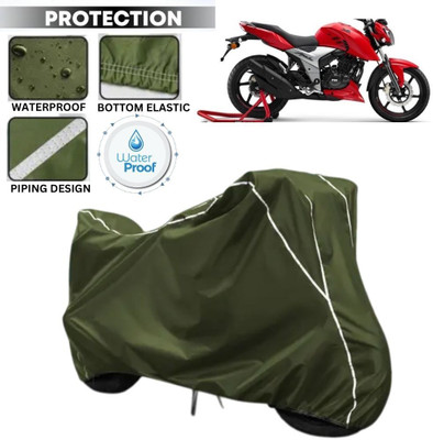 kerwa Waterproof Two Wheeler Cover for TVS(Apache RTR 160 4V, Green, White)