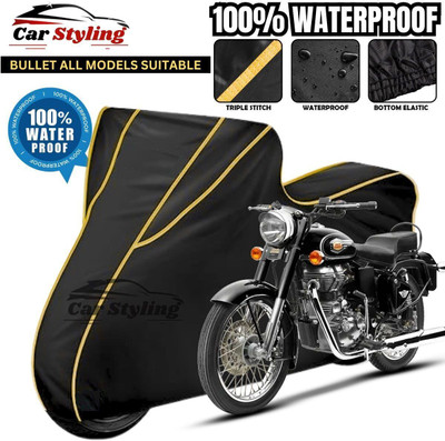 Car Styling Waterproof Two Wheeler Cover for Royal Enfield(Bullet 350, Black, Yellow)