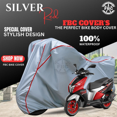 FBC Waterproof Two Wheeler Cover for TVS(NTORQ, Silver, Red)