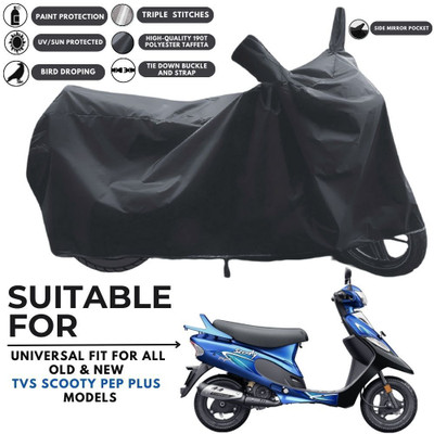 MADAFIYA Two Wheeler Cover for TVS(Scooty Pep Plus, Black)