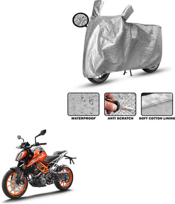 FKOK Waterproof Two Wheeler Cover for KTM(Duke 390, Silver)