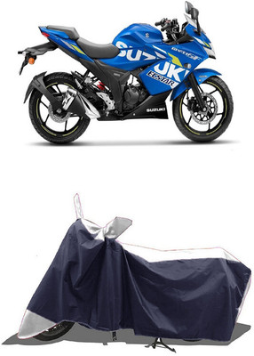 SUGASHRI Waterproof Two Wheeler Cover for Suzuki(Gixxer Special Edition BS6, White, Blue)