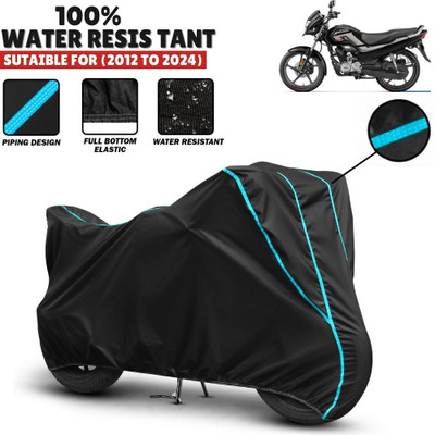 Mwiss Waterproof Two Wheeler Cover for Hero(MotoCorp Super Splendor, Black, Blue)