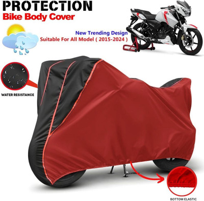 CABRY Waterproof Two Wheeler Cover for TVS(Apache RTR 180, Red, Black)