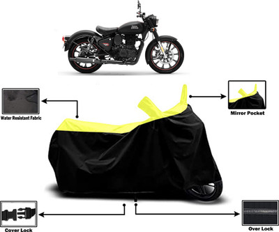 Amexride Two Wheeler Cover for Royal Enfield(Classic Stealth Black BS6, Yellow)