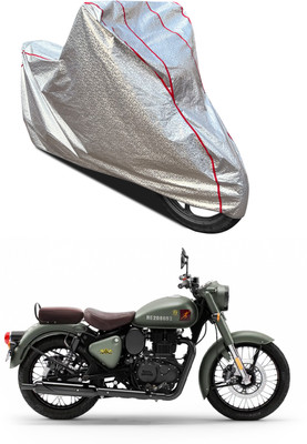 AutoGalaxy Waterproof Two Wheeler Cover for Royal Enfield(Classic 350 Signals, Silver)