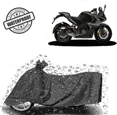 ROYAL AUTO MART Waterproof Two Wheeler Cover for Bajaj(Pulsar RS 200, Grey)