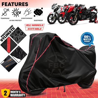 AUTOCAD Waterproof Two Wheeler Cover for TVS(Apache, Black, Red)