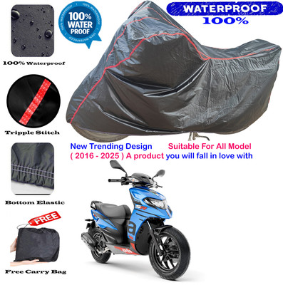 AutoGalaxy Waterproof Two Wheeler Cover for Aprilia(SR 125, Black, Red)
