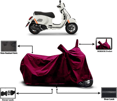 Amexride Two Wheeler Cover for Vespa(GTS Super 125 BS6, Maroon)