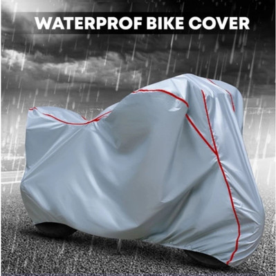 OliverX Waterproof Two Wheeler Cover for Royal Enfield(Hunter 350, Silver, Red)