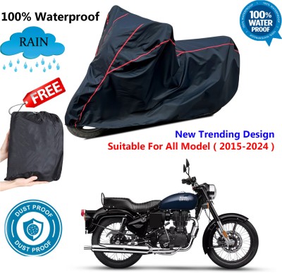 OliverX Waterproof Two Wheeler Cover for Royal Enfield(Bullet Electra Twinspark, Black, Red)