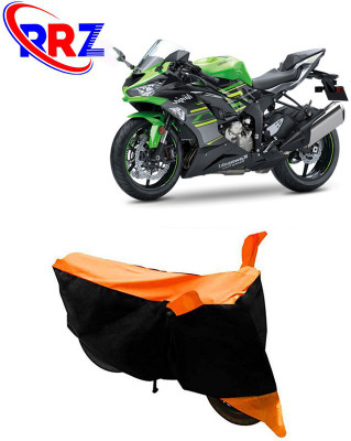 RRZ Waterproof Two Wheeler Cover for Kawasaki(Ninja ZX-6R, Black, Orange)
